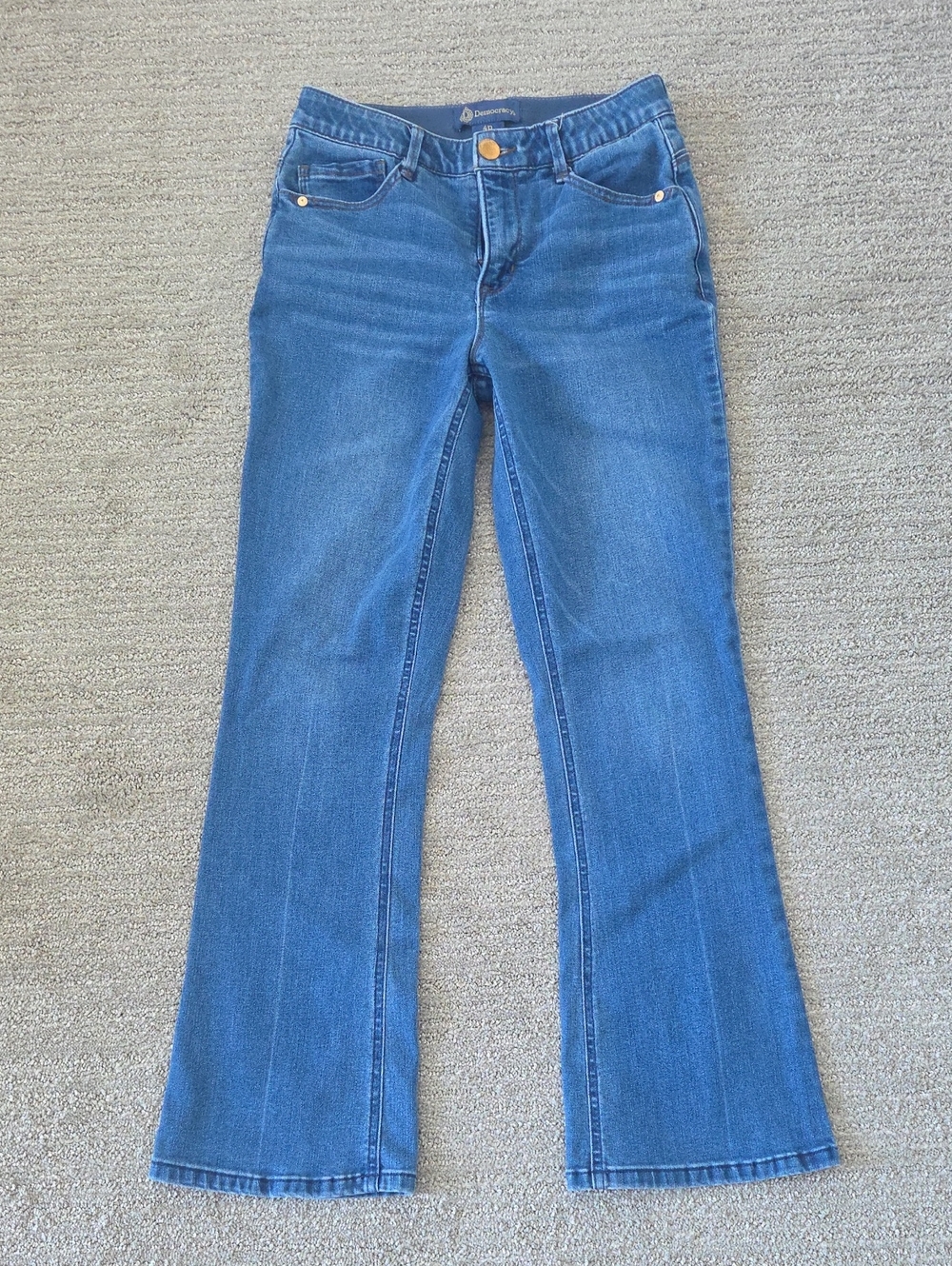 Democracy Blue Flare Jeans with Subtle Fade
